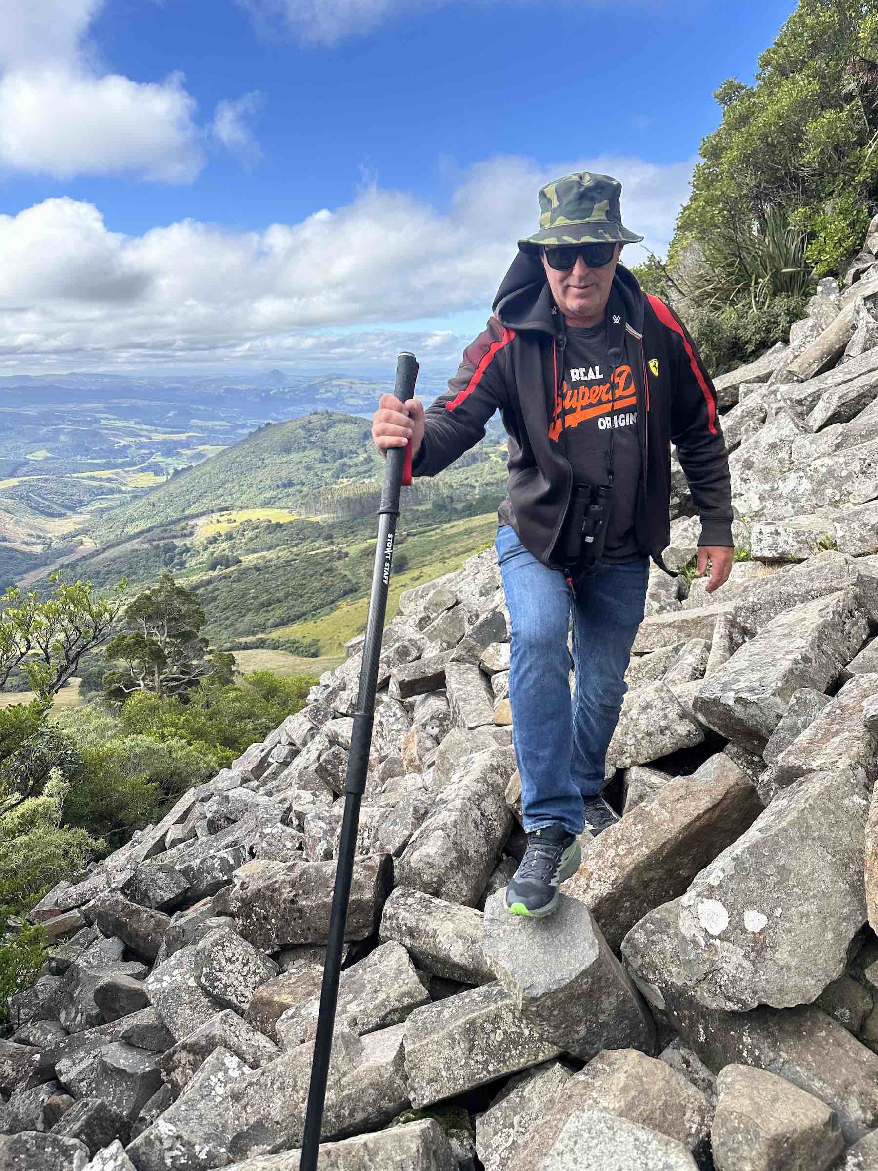Stowt Staff close-up on steep rocky track
